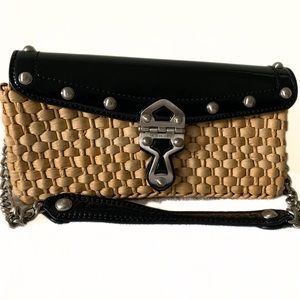 Michael Kors Black Patent Straw Purse